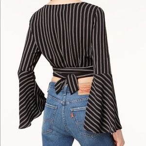 Burning Man Flare Bell Sleeves Striped Crop Top